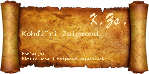 Kohári Zsigmond névjegykártya
